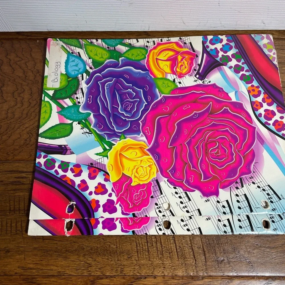 VTG Stuart Hall Lisa Frank Trends folders w/ roses/music sheets/heels (set of 2)